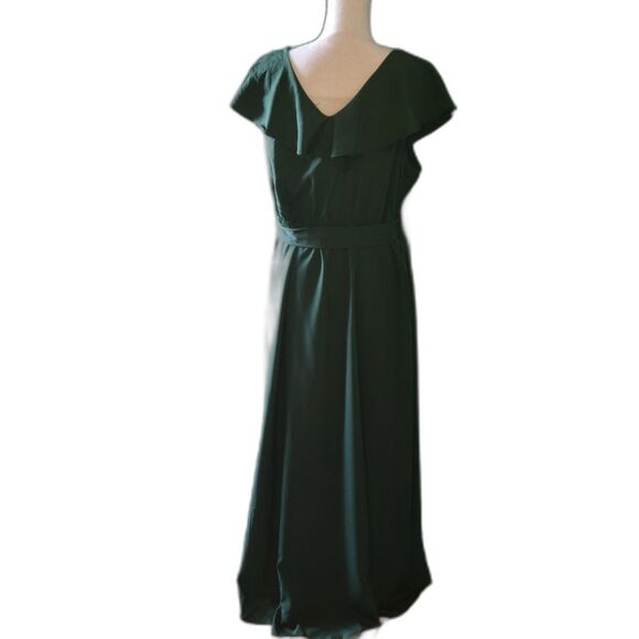 KOJOOIN Casual Plus Size Wrap V Neck Ruffle Cap Belted A-Line Maxi Dress Sz 2XL - Picture 3 of 6